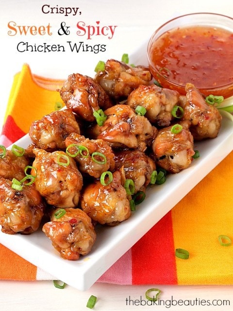 Sweet and Spicy Chicken Wings from The Baking Beauties