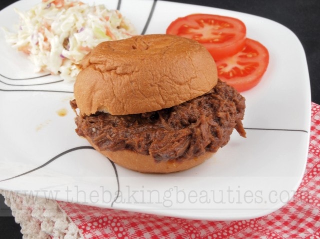 Gluten Free Slow Cooker Barbecue Pulled Beef Sandwiches from The Baking Beauties