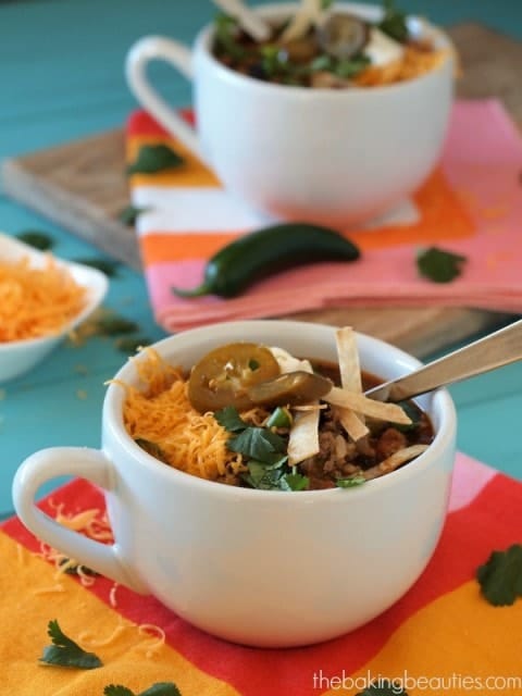 Beef and Bean Burrito Soup from The Baking Beauties