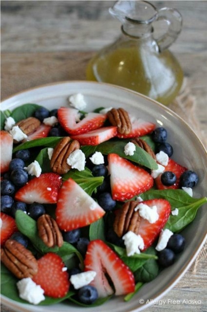 Berry Spinach Detox Salad by Allergy Free Alaska