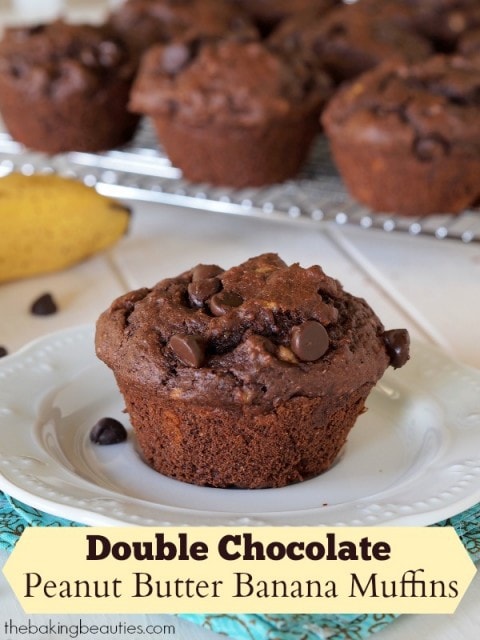 Gluten Free Double Chocolate Peanut Butter Banana Muffins (or Bread)
