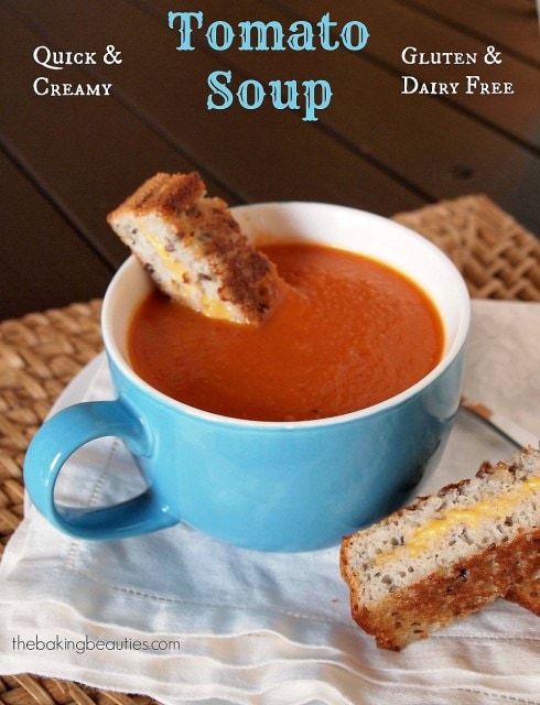Creamy Gluten Free and Dairy Free Tomato Soup from The Baking Beauties